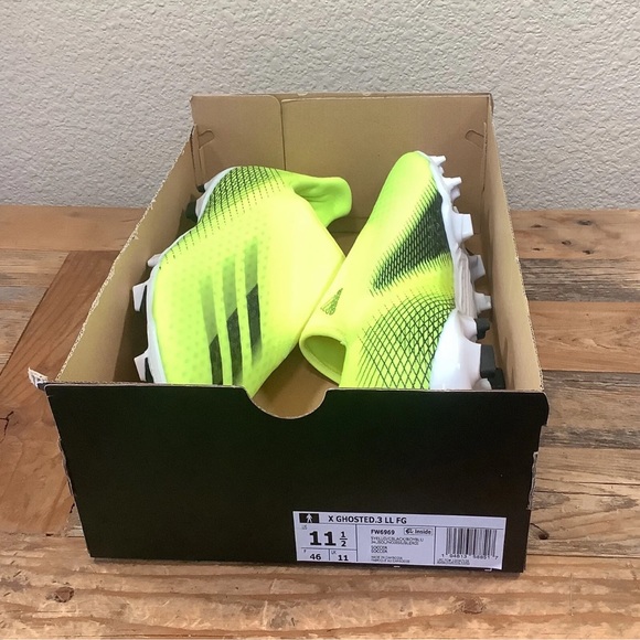Mens Adidas X Ghosted.3 Laceless FG Size 11.5 Soccer Cleats Solar Yellow FW6969 - Picture 6 of 8